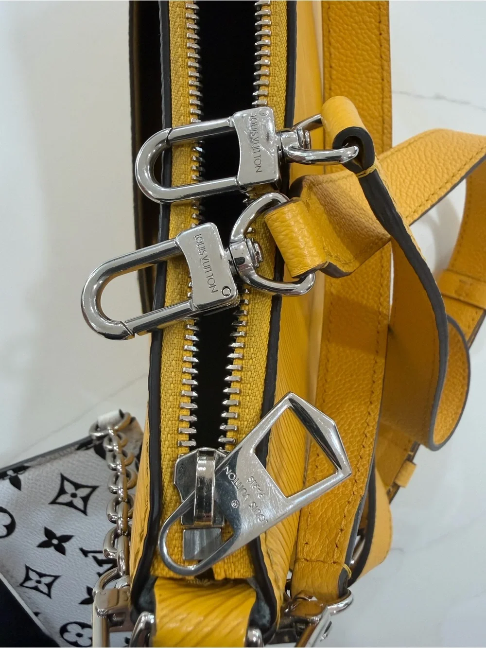 Louis Vuitton Yellow Epi Leather Shoulder Bag with Silver Hardware